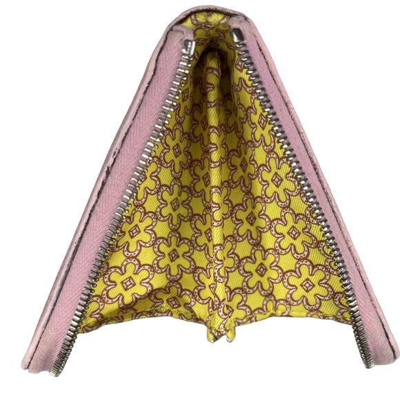 Hermès Silk-In Long Zip Wallet Rose Sakura Epsom Leather Yellow Silk - Picture 8 of 14